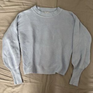 Light Blue Pink Rose Women's Sweater